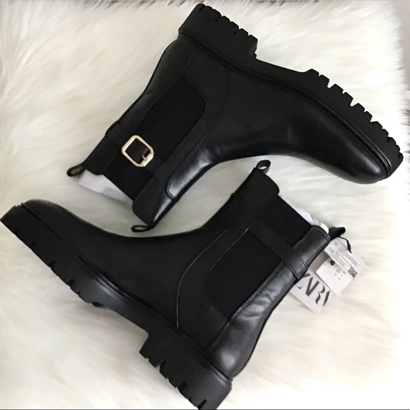 ZARA Leather Ankle Boots With Buckle New With Tag - Picture 11 of 14